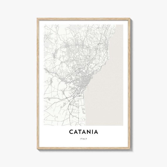 Catania Italy Minimalist Street Map Sicily Coastal City Decor Print