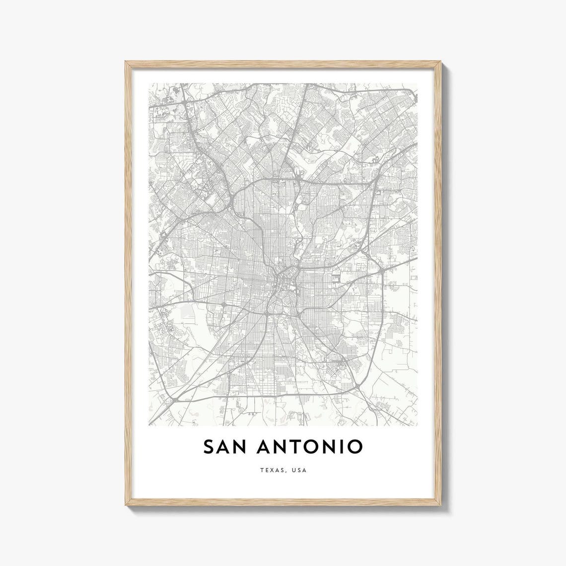 San Antonio Texas USA Minimalist Street Map Modern Decor Poster