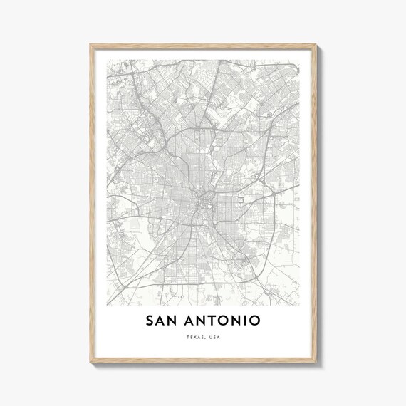 San Antonio Texas USA Minimalist Street Map Modern Decor Poster