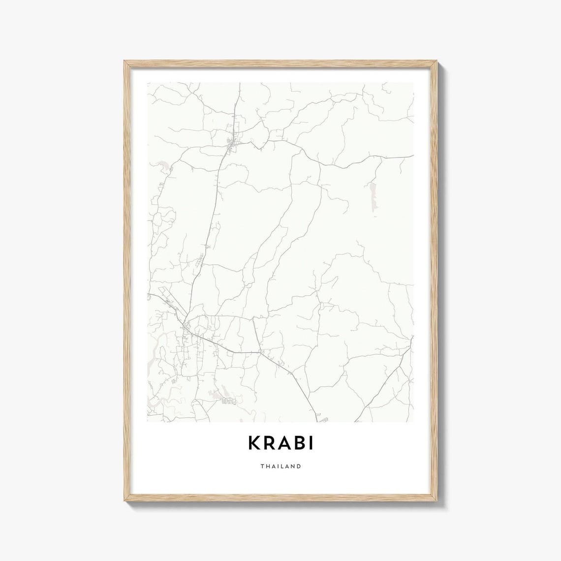 Krabi Thailand Street Map Tropical Coast Minimalist Line Art Poster