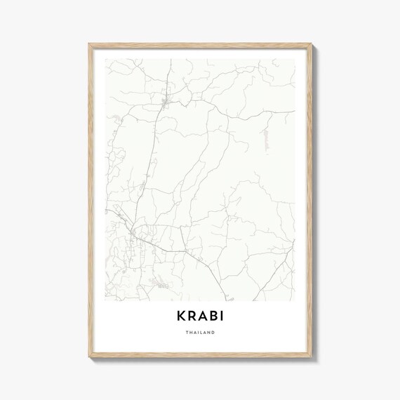 Krabi Thailand Street Map Tropical Coast Minimalist Line Art Poster