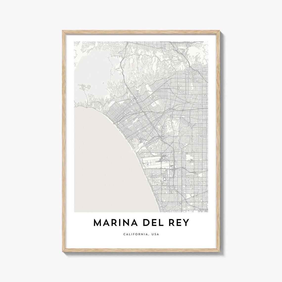 Marina Del Rey California Minimalist Harbor City Map Art Poster