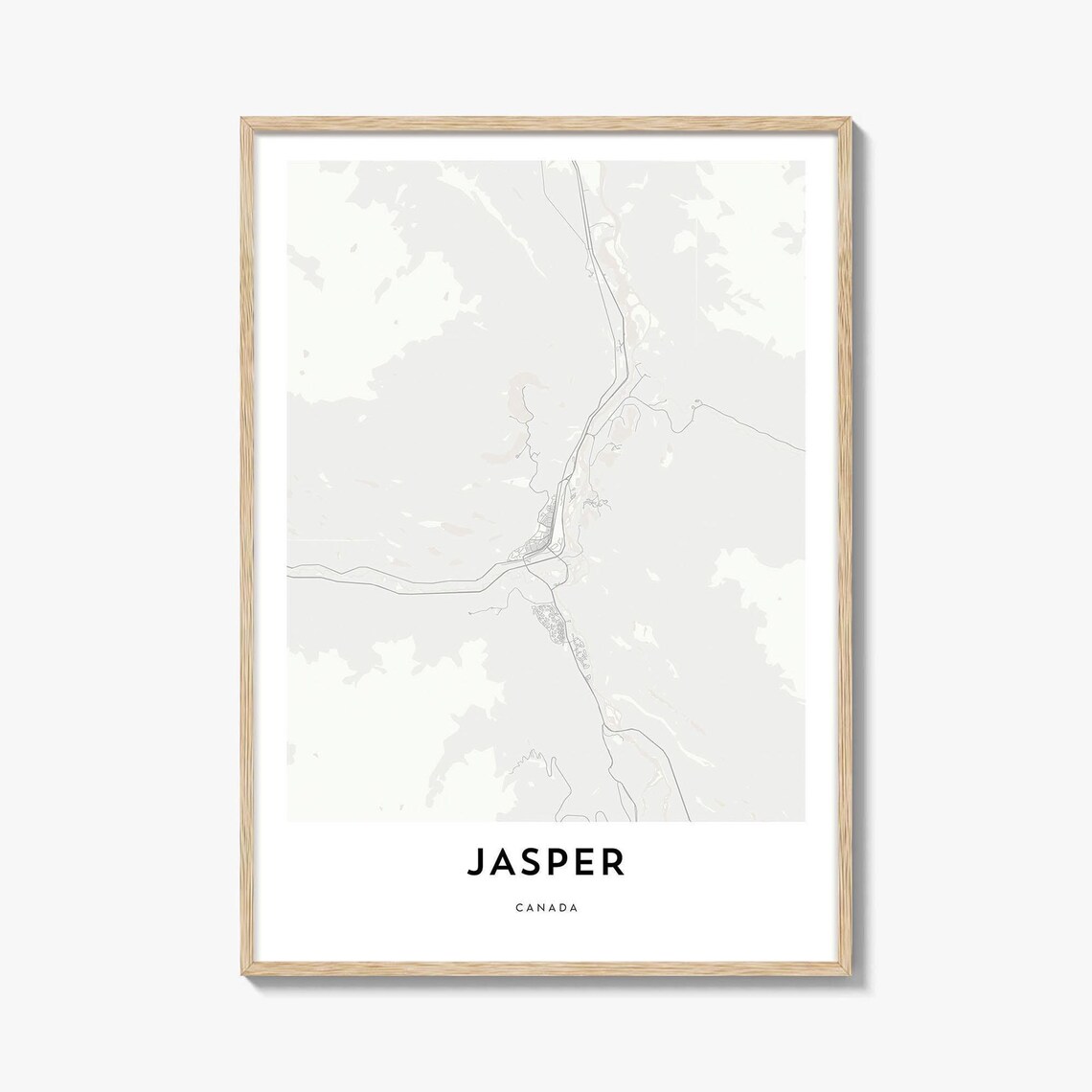 Jasper Canada Minimalist City Street Map Modern Travel Decor Poster