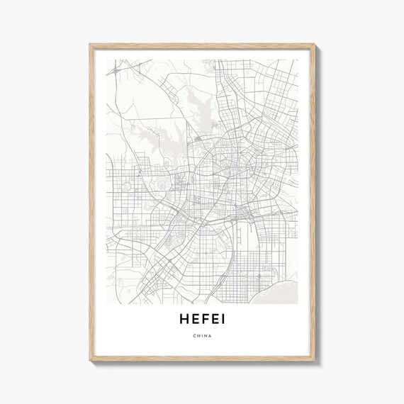 Hefei China Minimalist City Street Map Modern Home Decor Poster