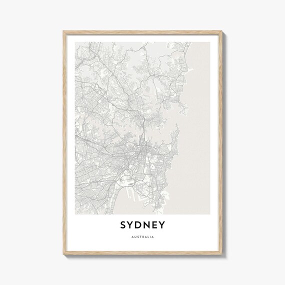 Sydney Australia Minimalist City Street Map Line Art Gift Poster