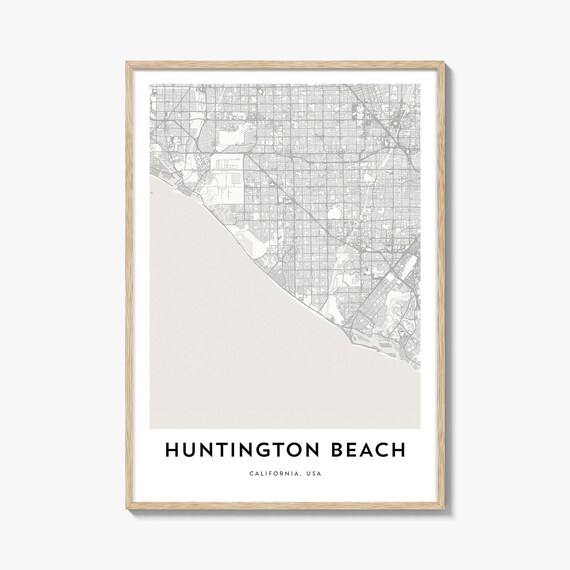 Huntington Beach California Minimalist City Street Map Poster