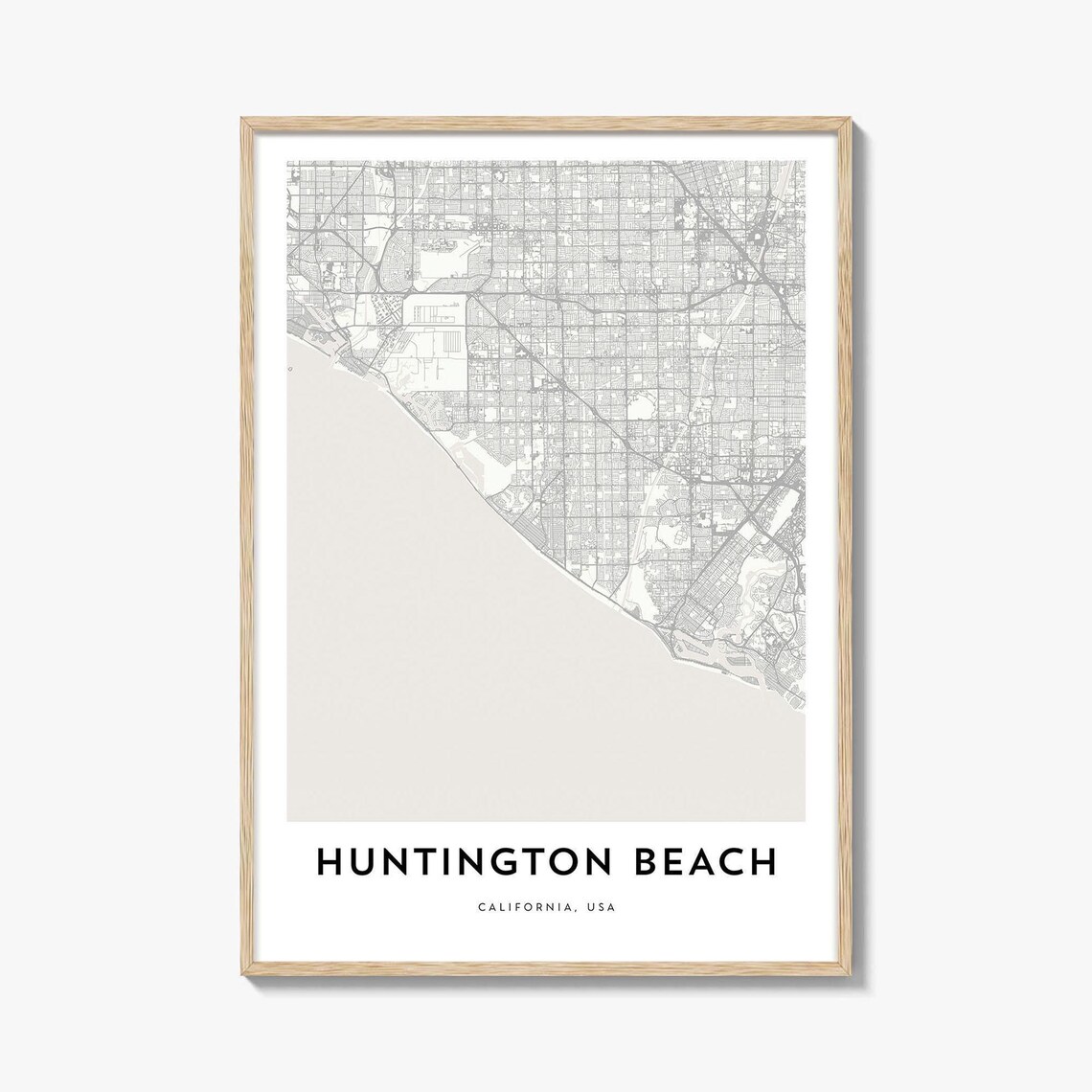Huntington Beach California Minimalist City Street Map Poster