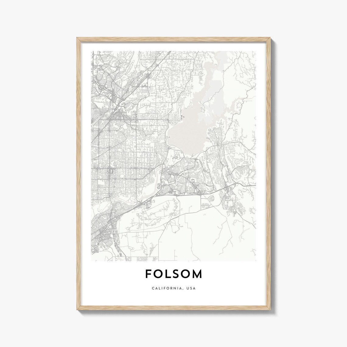 Minimalist Folsom California USA City Street Map Fine Line Art Poster
