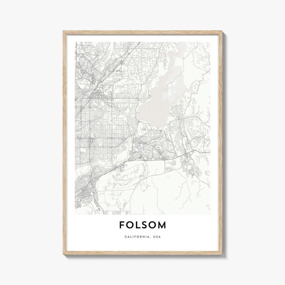 Minimalist Folsom California USA City Street Map Fine Line Art Poster