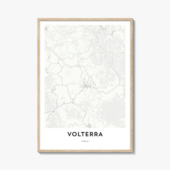 Volterra Italy Minimalist Street Map Poster With Light Wood Frame