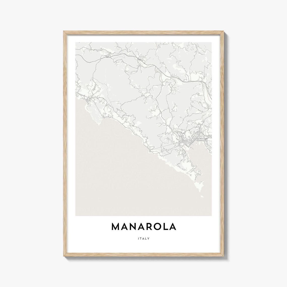 Manarola Italy Minimalist Coastal Town Map Line Drawing Poster