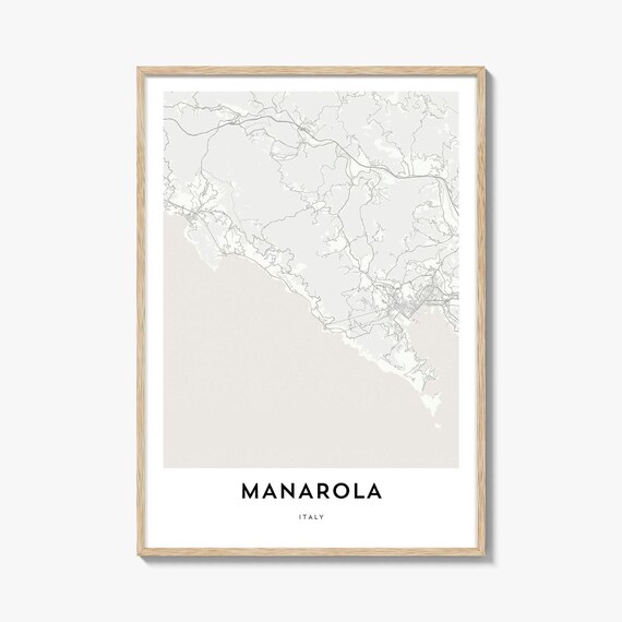 Manarola Italy Minimalist Coastal Town Map Line Drawing Poster