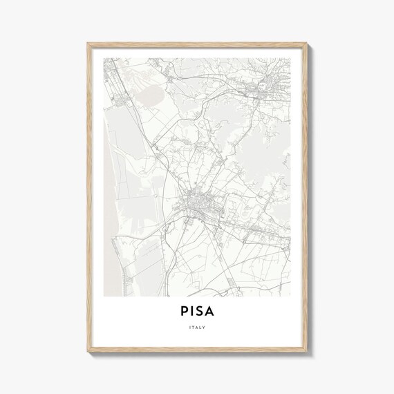 Pisa Italy Minimalist Grey Line Street Map Artwork Decorative Poster