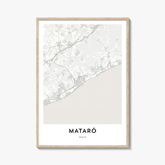 Mataró Spain Minimalist Coastal City Street Map Travel Poster