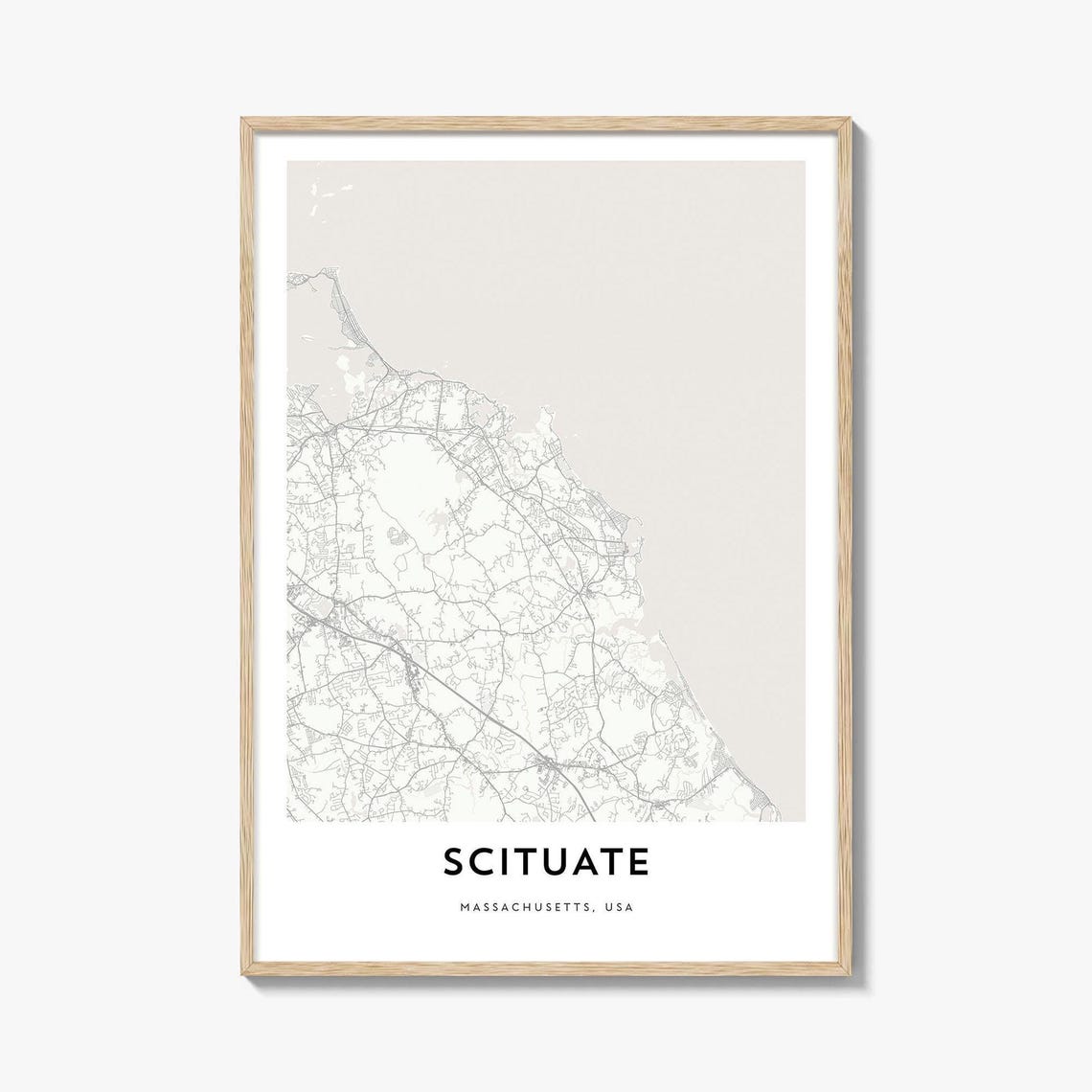 Scituate Massachusetts South Shore Beige Coastal Town Map Poster
