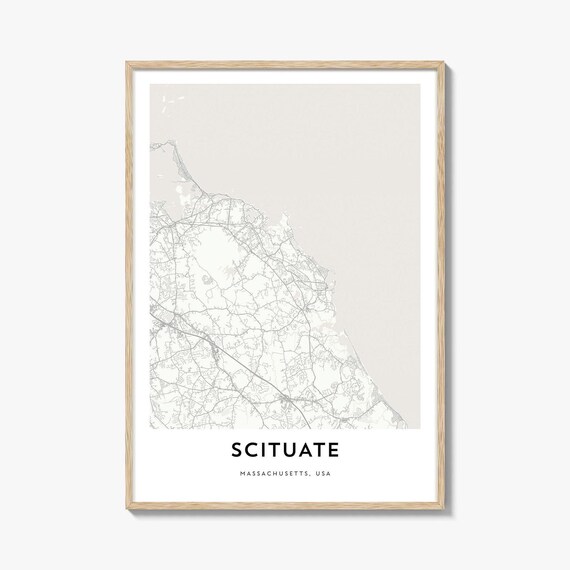 Scituate Massachusetts South Shore Beige Coastal Town Map Poster
