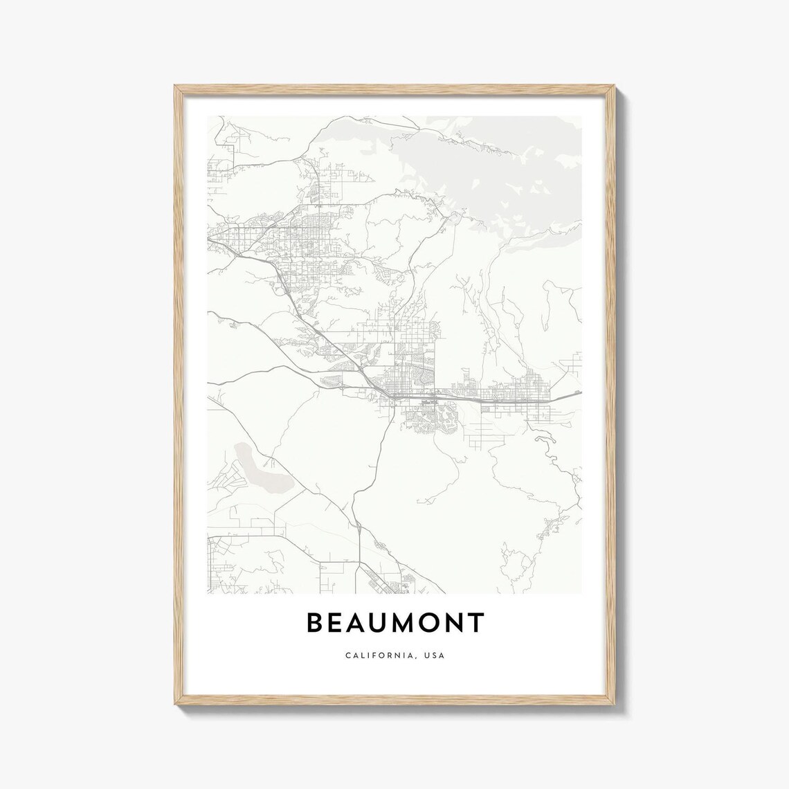 Beaumont California USA Minimalist City Map Line Art Cartography Poster