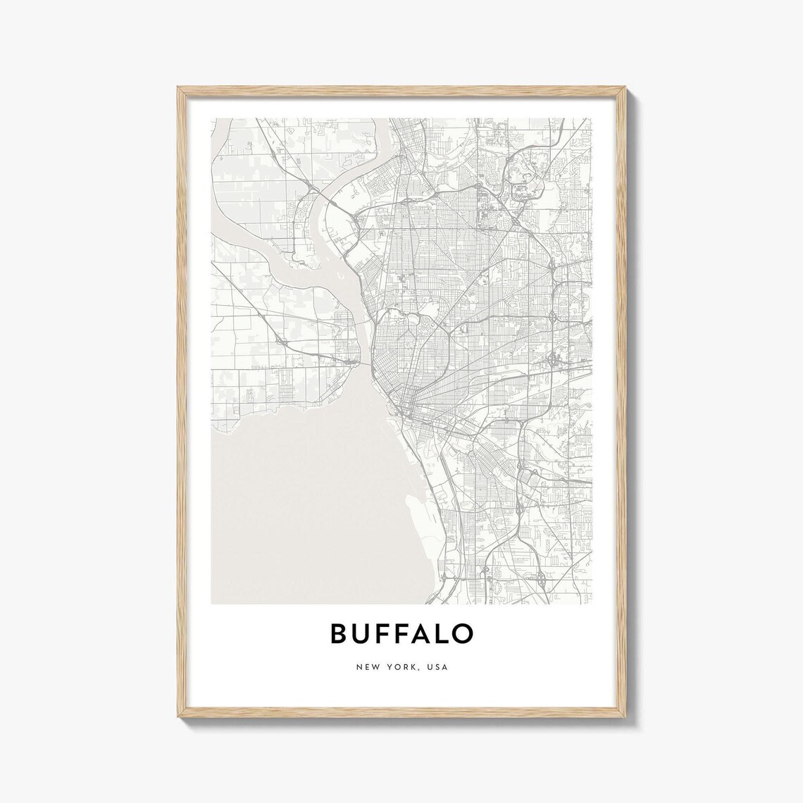 Map Of Buffalo Print Gift Poster City Artwork For Home Office New York