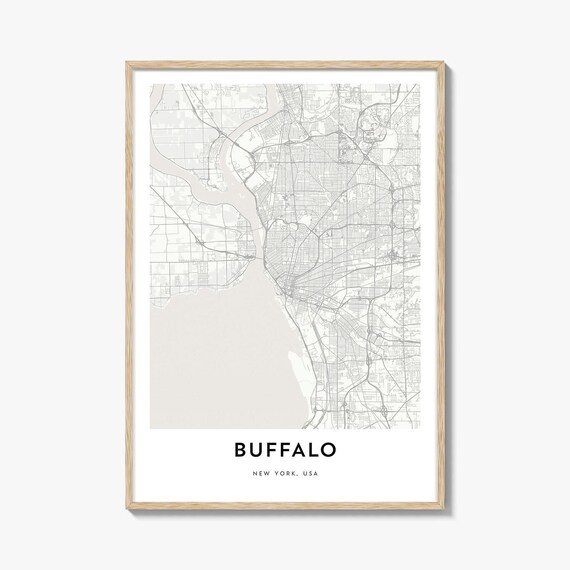 Map Of Buffalo Print Gift Poster City Artwork For Home Office New York