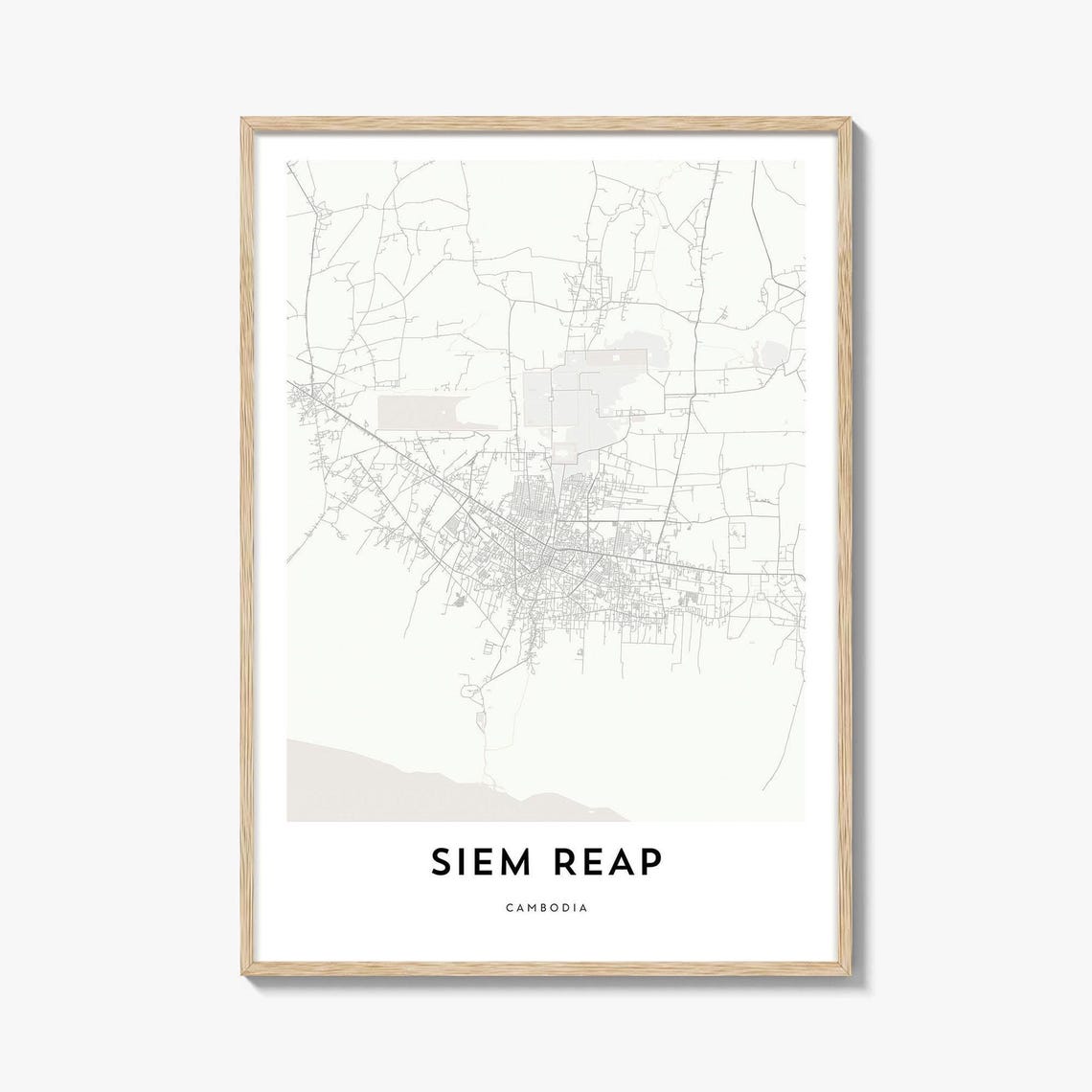 Siem Reap Cambodia City Street Map Minimalist Neutral Art Poster