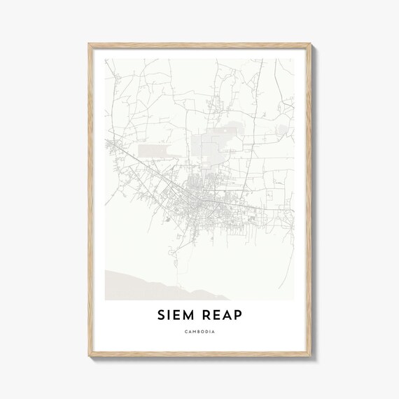 Siem Reap Cambodia City Street Map Minimalist Neutral Art Poster