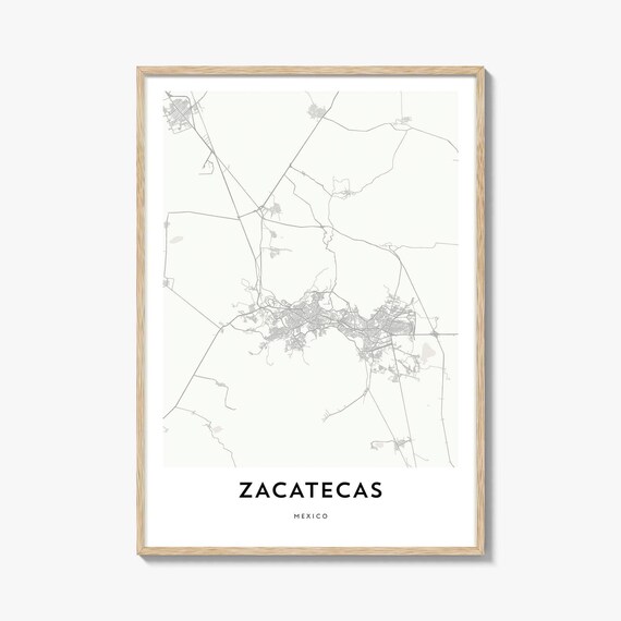 Historic Zacatecas Mexico City Street Map Minimalist Line Art Poster