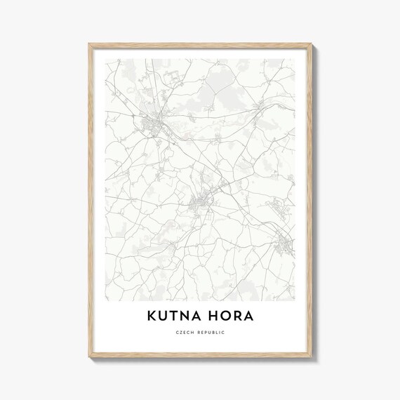 Kutna Hora Czech Republic Map Poster, Cream Framed Minimal City Map Wall Decor