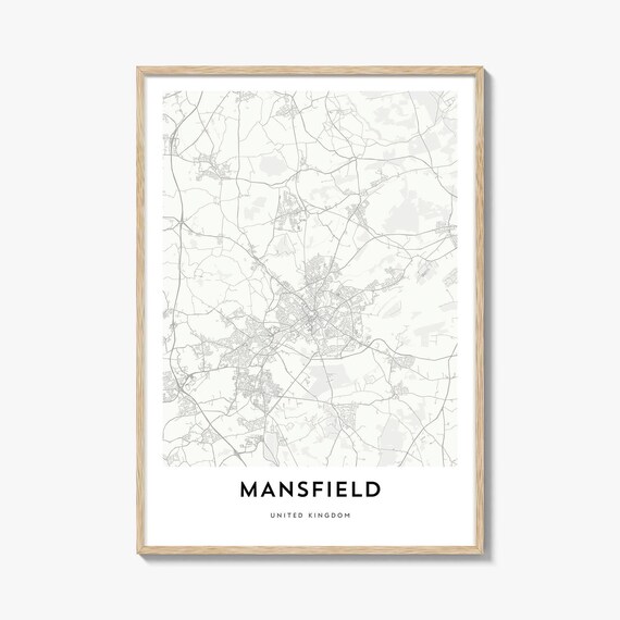 Mansfield United Kingdom City Street Map Minimalist Line Art Poster