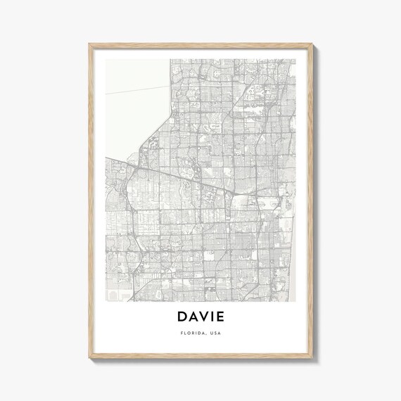 Davie Florida USA Modern Minimalist Street Map City Art Poster