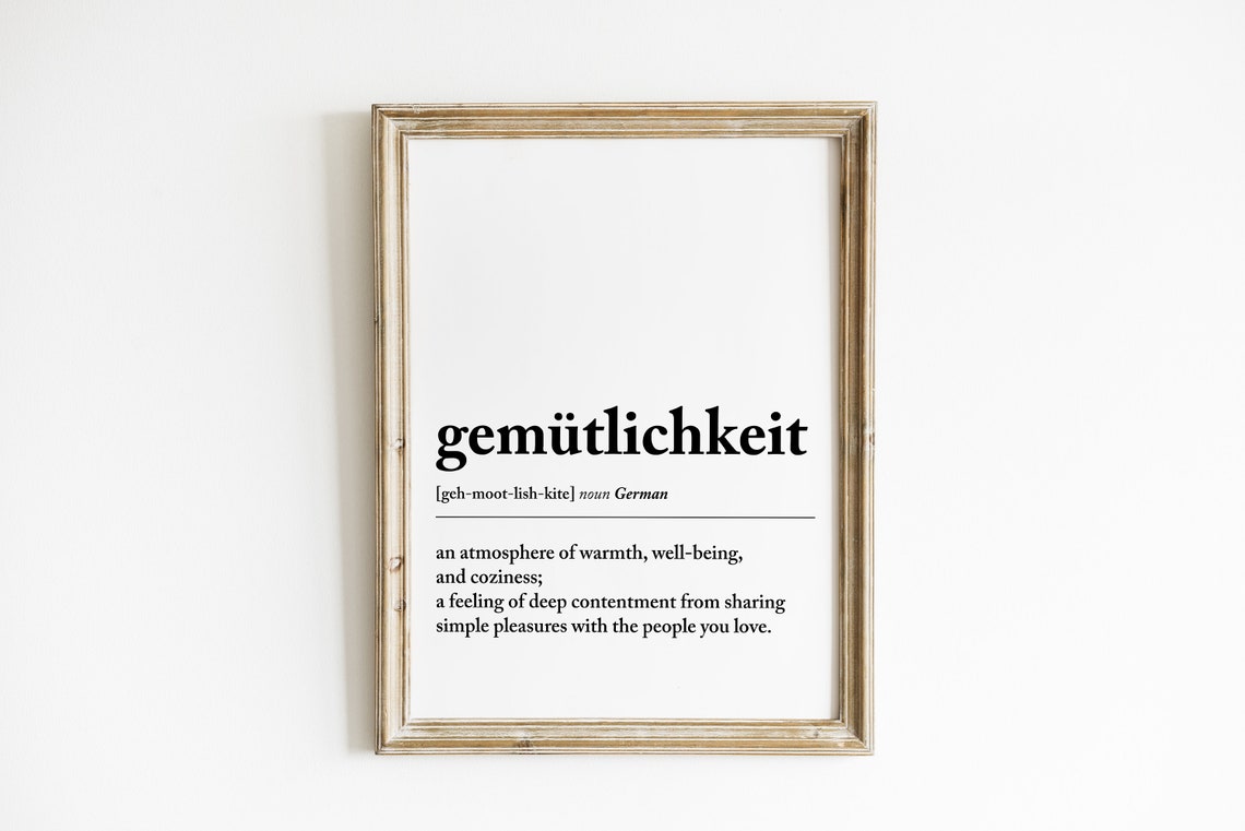 Gemtlichkeit Definition Print, Minimalist German Art