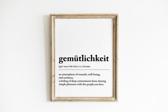 Gemtlichkeit Definition Print, Minimalist German Art