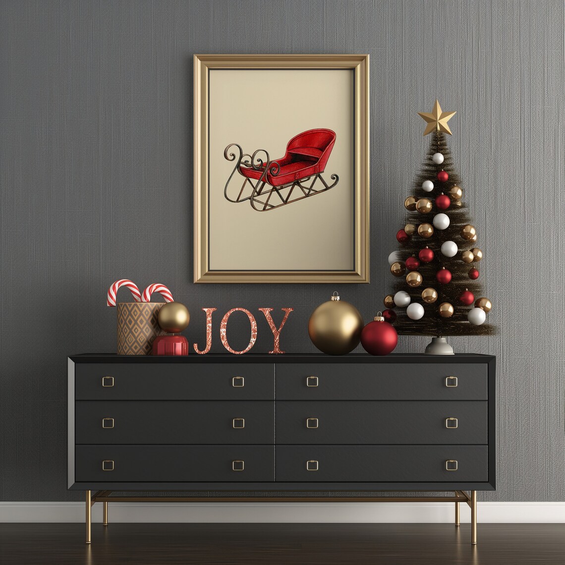 Christmas Sleigh Ride Vintage Holiday Poster - Image 2