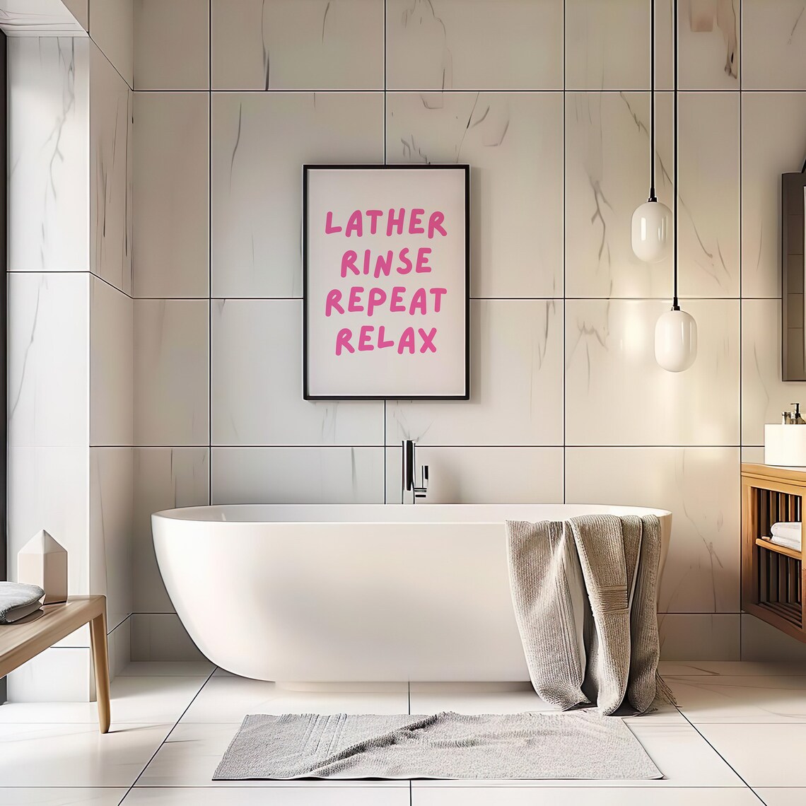 Lather Rinse Repeat Relax, Minimalist Bathroom Art - Image 2