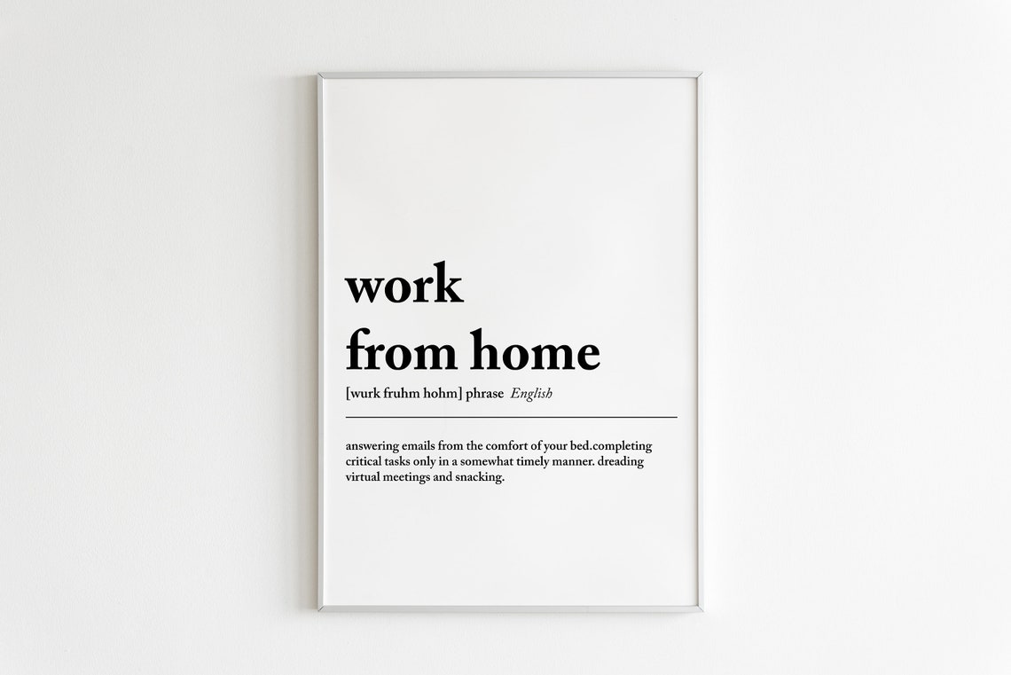 Work From Home Definition Print Funny Office Wall Art Minimalist Black And White Typography Work From Bed Poster For Remote Workers - Image 2