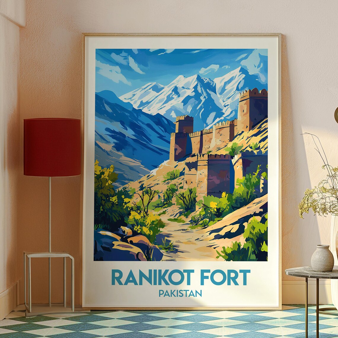Ranikot Fort Pakistan Mountain Fortress Walls Retro Travel Poster - Image 2