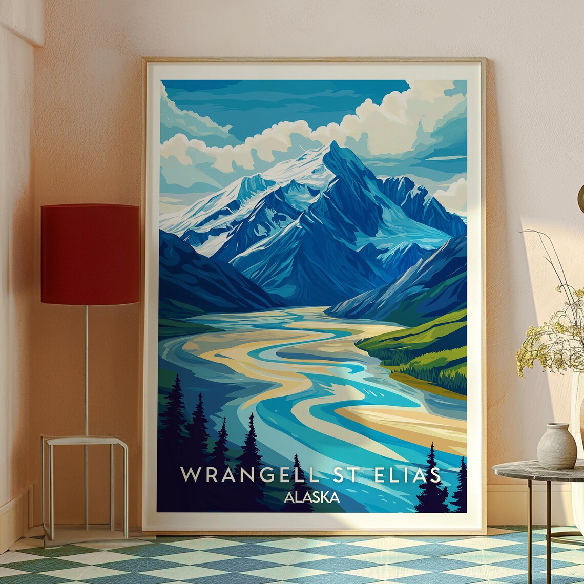 Wrangell St Elias Alaska Glacier Mountain Valley Travel Poster - Image 2