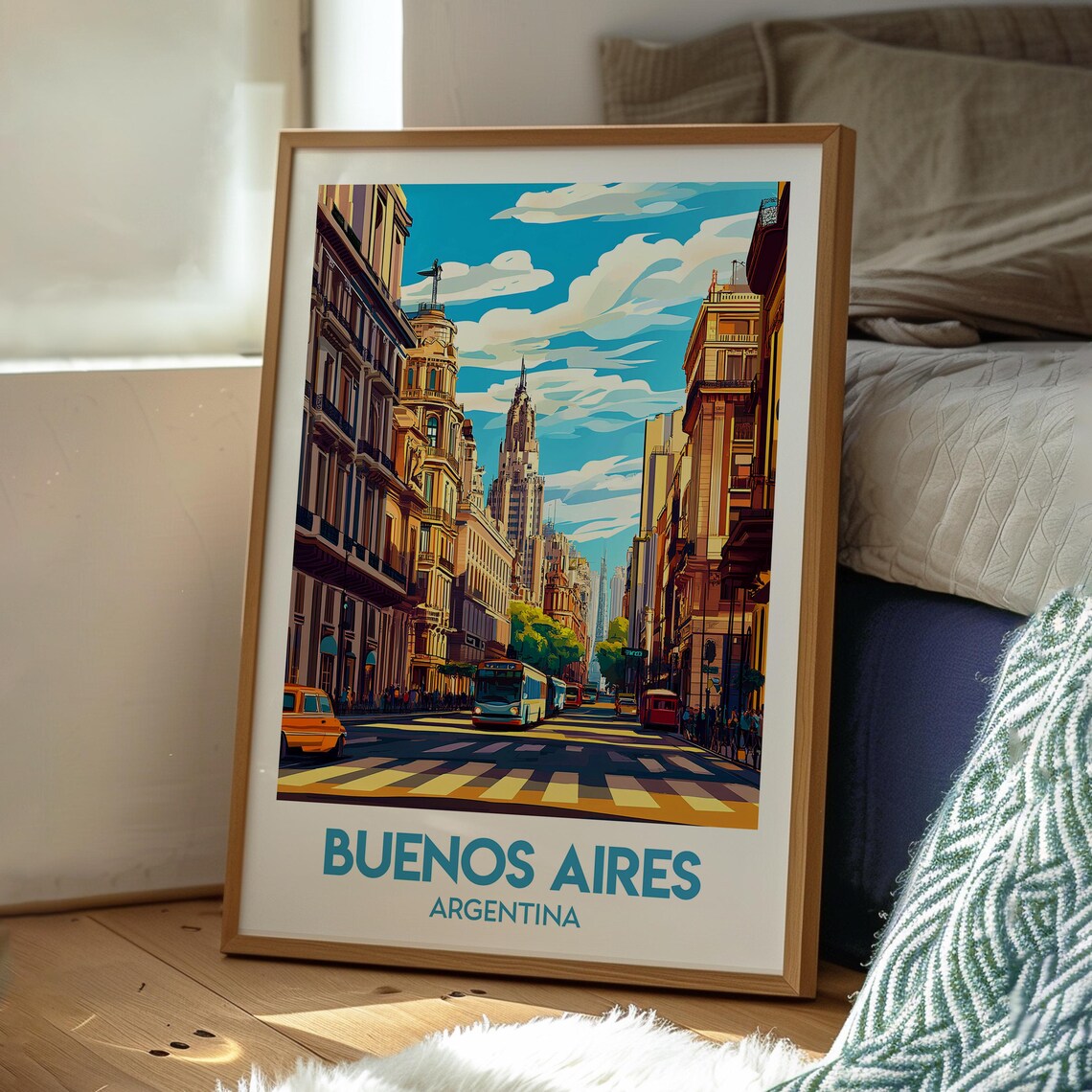 Buenos Aires Argentina City Avenue Historic Buildings Travel Poster - Image 3