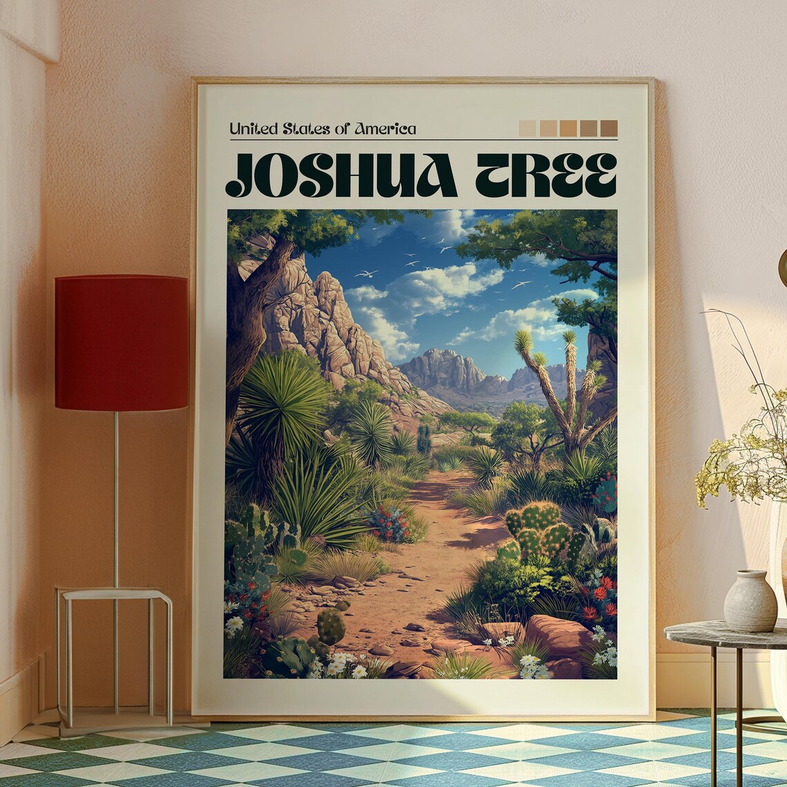 Joshua Tree California Desert Trail Rock Cactus Bloom Travel Poster - Image 2