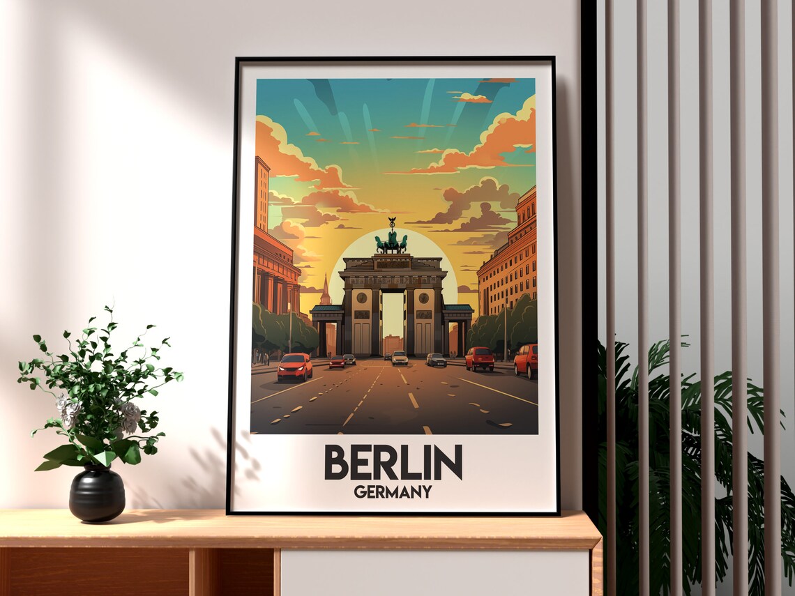 Berlin Germany Brandenburg Gate Evening Sunset Street Poster