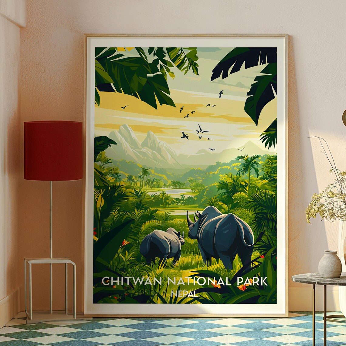 Chitwan National Park Nepal Rhino Jungle Wildlife Safari Poster - Image 2