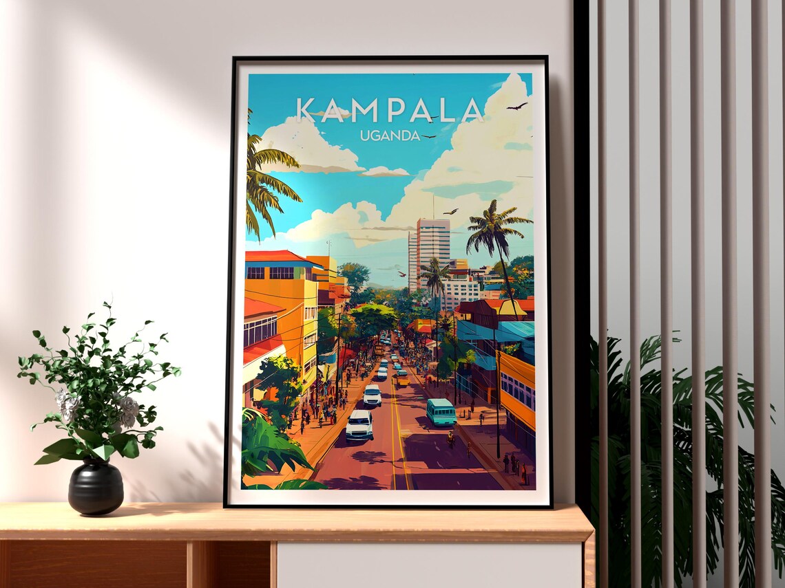 Kampala Uganda Bustling City Street Skyline Africa Travel Poster