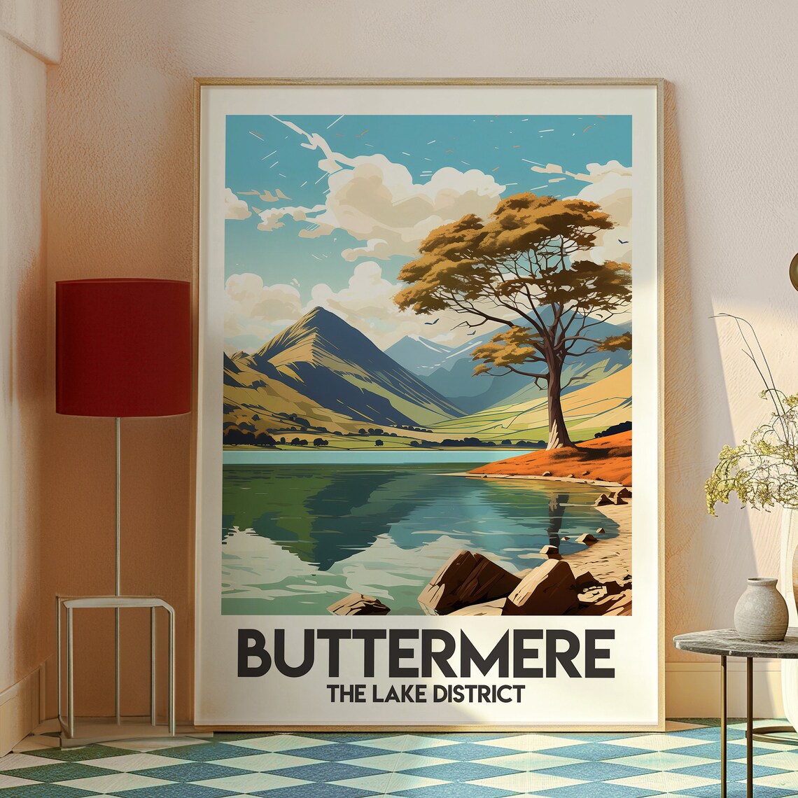 Buttermere Lake District Mountain Lake Retro Art Travel Poster - Image 2