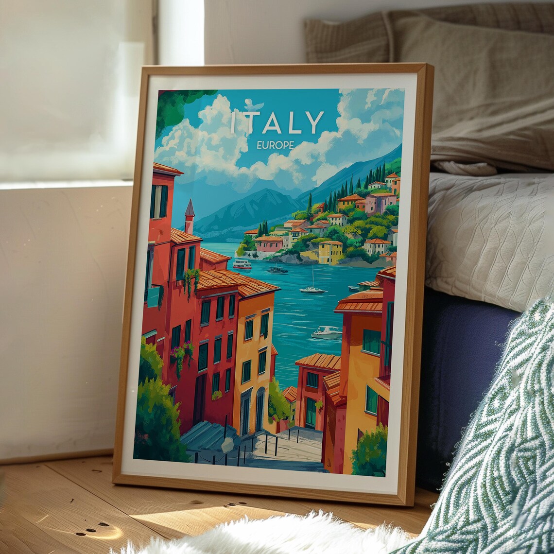 Italy Europe Colorful Coastal Town Seaside Village Harbor Poster - Image 3