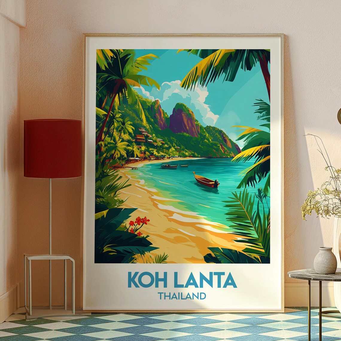 Koh Lanta Thailand Tropical Beach Longtail Boat Travel Poster - Image 2