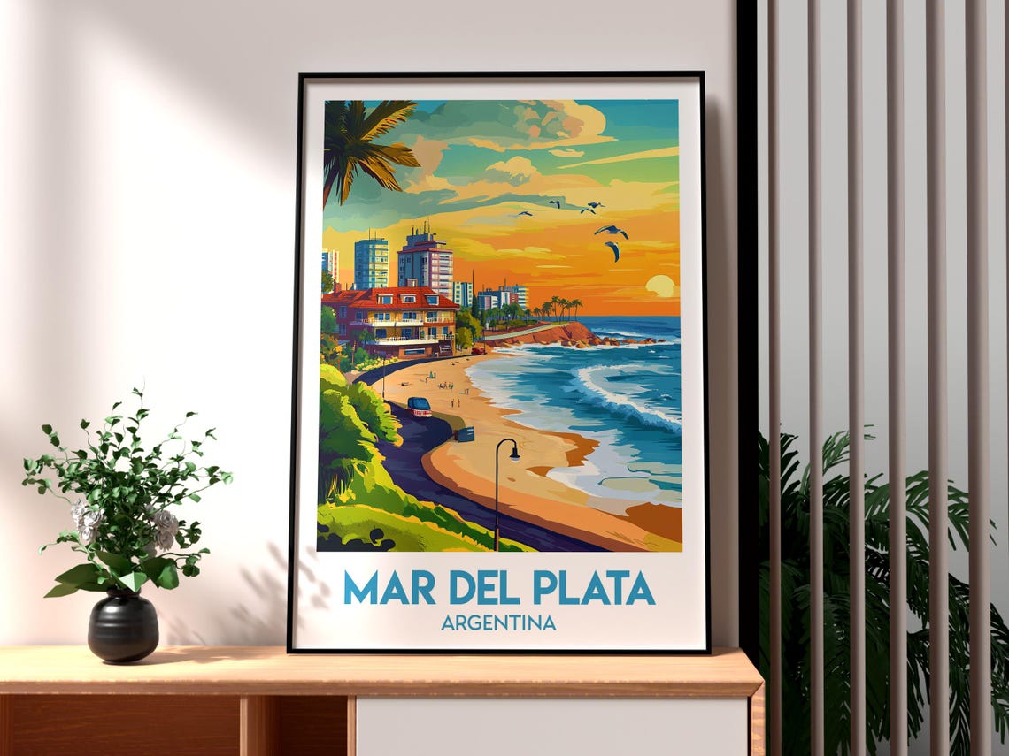 Mar Del Plata Travel Print Argentina Wall Art Poster Gift For Traveller