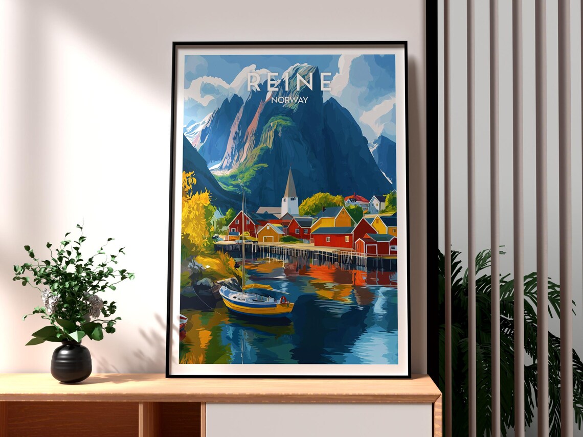 Reine Lofoten Arctic Fishing Village Fjord Norway Travel Poster