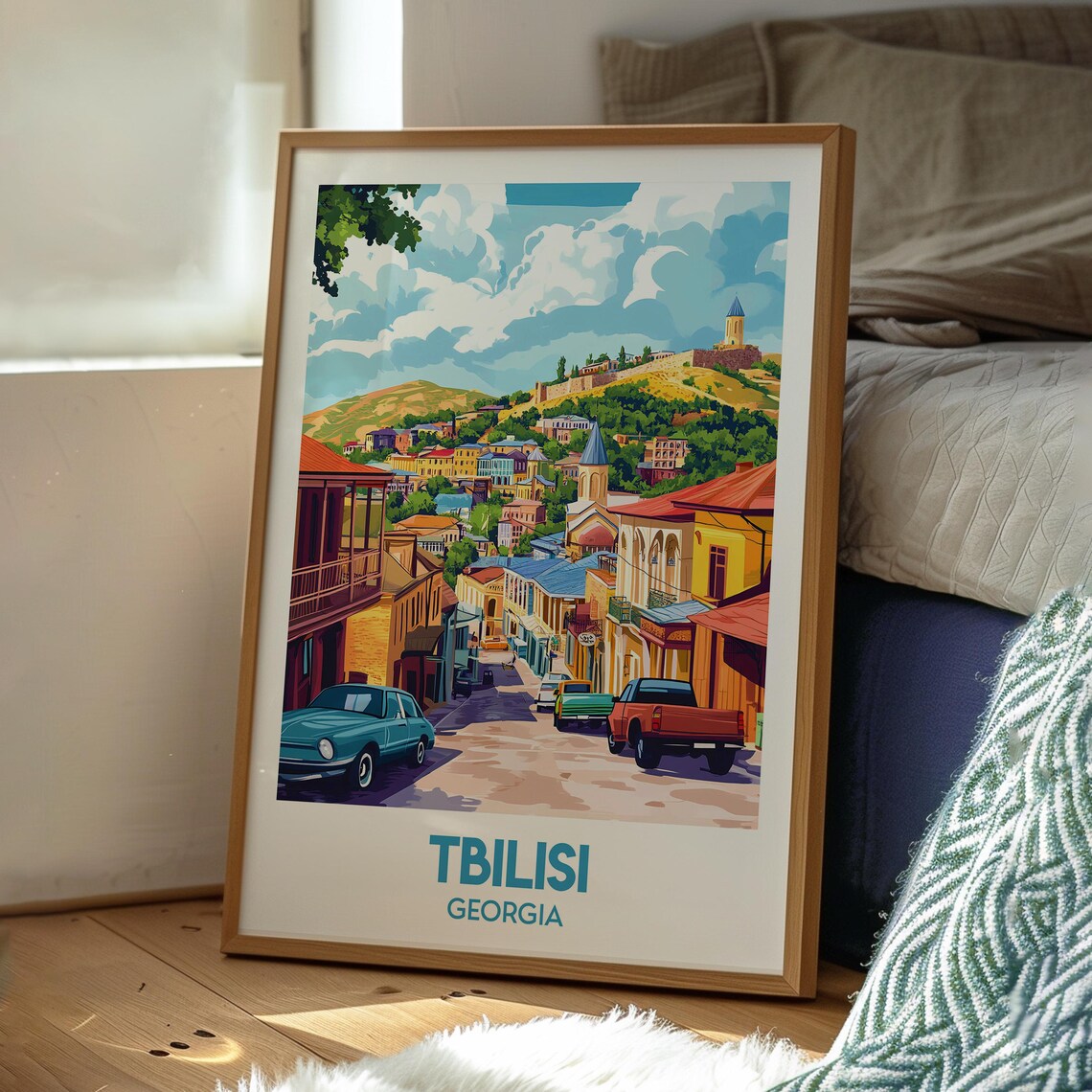 Tbilisi Georgia Hillside Old Town Fortress Street View Travel Poster - Image 3