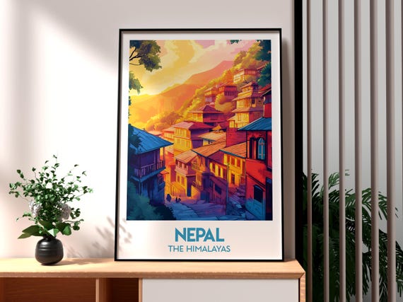 Nepal Poster Wall Art The Himalayas Trecking Kathmandu Hiking Mount Everest Base Camp