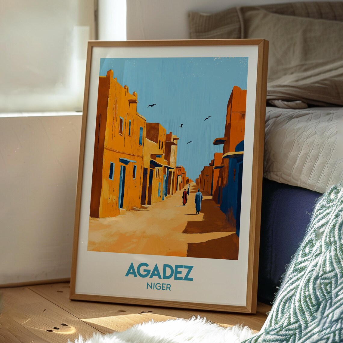Agadez Niger Desert Street Mud Brick Buildings Sahara Travel Poster - Image 3