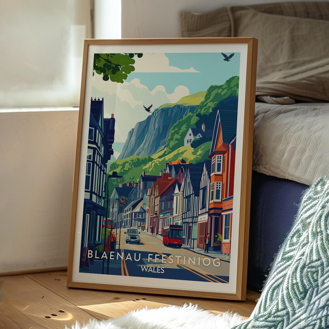 Blaenau Ffestiniog Wales Mountain Town Vintage Travel Poster